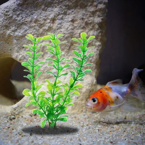 Conjunto de 10 plantas artificiales decorativas para acuarios, fabricadas en PVC, con base de cerámica, aptas para agua dulce y salada. (1/5)