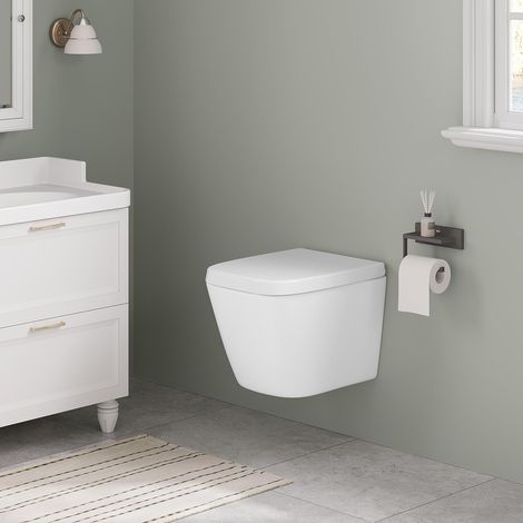 WOLTU Sedile Wc Forma Quadrata Bianco Copriwater In Duroplast (1/5)