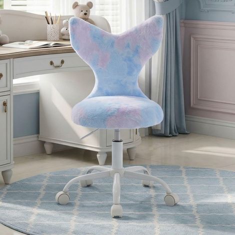 Wahson Silla de Escritorio Infantil de Cuero Sintético, Silla Giratoria Regulable en Altura con Respaldo para Dormitorio, Estudio y Habitación Infantil, Azul