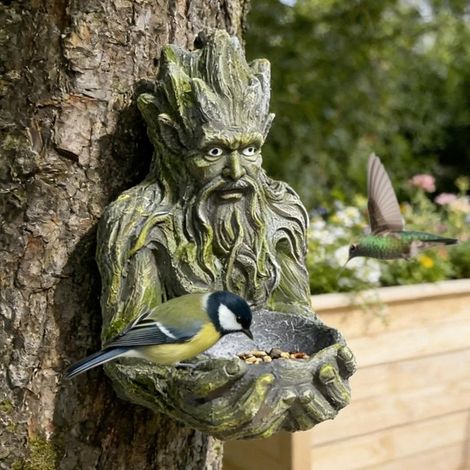 Tree Mounted Bird Feeder Sculpture Artistic Bird Feeding Garden Statue Ornament (1/5)
