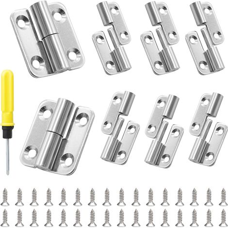 8 Pièces Charnières de Porte Amovibles 3,8 cm Petites Charnières de Drapeau à Joint Coulissan Amovible Acier Inoxydable Charniere avec Tournevis et Vis Pour Portes en Bois Fenêtres Clôtures (1/5)