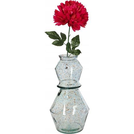 Vaso in vetro 30x16cm Trasparente con puntini blu e marroni