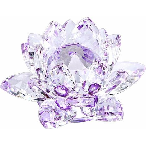 Crystal lotus flower, diameter 100 mm - for home decoration, ideal gift for birthdays, parties (purple) (1/5)