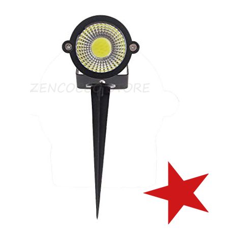 5W Lampada da Giardino Faretto COB LED 500lm con Picchetto IP65  Bianco Freddo