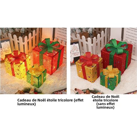 Ensemble de 3 Boîtes Cadeaux Pliantes Étoiles avec Lumières LED et Télécommande, Décoration de Noël et Anniversaire, 8 Modes Clignotants, Lumière Chaude, 15,5/20,5/25,5 cm-lsw