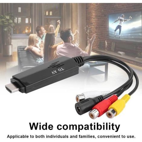 Convertisseur HDMI vers RCA - Fdit - Adaptateur 1080P - Compatible TV, VCR, DVD - Noir (1/4)