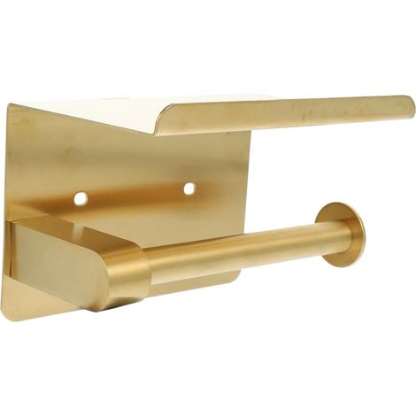 Porte-papier toilette en acier inoxydable doré, sans perçage, avec (1/5)