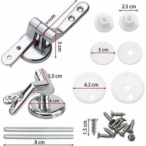 Toilet Seat Hinge, Pack of 2 Replacement Hinges for Toilet Seat with Alloy Fixings (1/4)