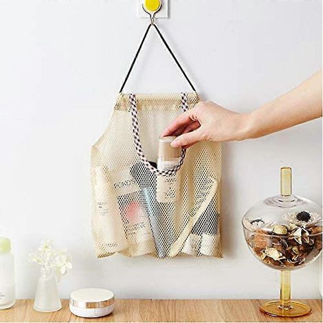 2 sacs de rangement muraux réutilisables en filet pour la cuisine et la maison (1/4)