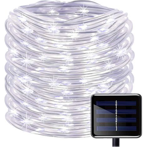 100LED Solar String Lights, Waterproof 39ft/12M Outdoor Copper Wire Tube Rope String Lights for Christmas Garden Yard Path Fence Tree Backyard (White) (1/5)