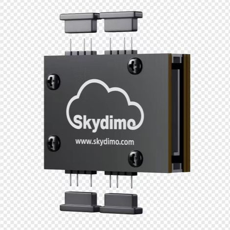 Skydimo PC case with fan controller and screen duplication system, gaming screen hub and iridescent backlighting.