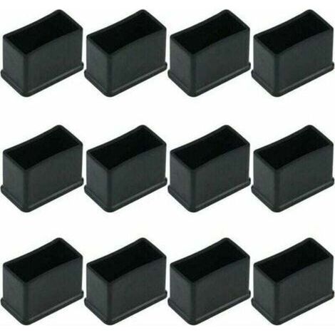 Set of 12 protective felt rubber caps for table and chair legs – Black 15 x 30 mm – Floor protection and increased grip (1/4)