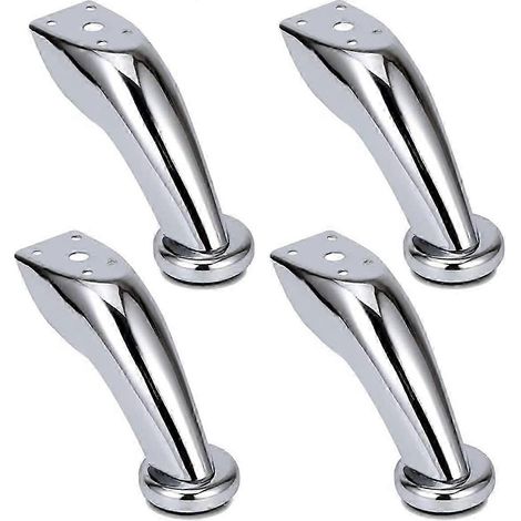 Ensemble de 4 pieds de meubles inclinés en fer chromé, pieds de remplacement robustes en métal pour canapés, tables basses et chaises. (1/5)