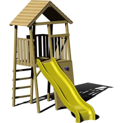 Wendi Toys Holz Spielturm Falke  inkl. Rutsche und Kletterwand  Natur  280x110x270 cmx000D (1/5)