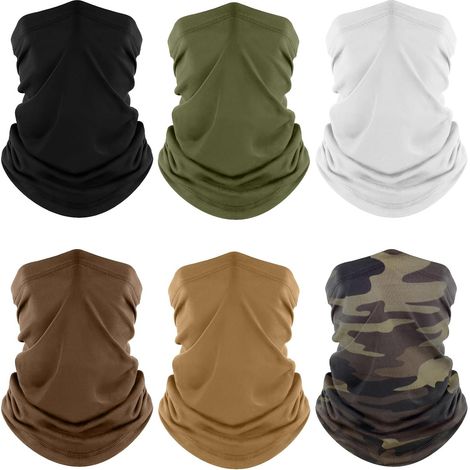 6 Pieces Multi-Use Elastic Neck Gaiters, Multifunctional Ice Silk Anti-UV, Unisex for Men and Women (1/5)