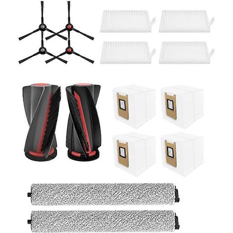 Pièces de rechange pour aspirateur Eufy Omni C28 / Omni X18 Pro : brosse principale, filtre HEPA, sac à poussière et rouleau de balai. (1/5)