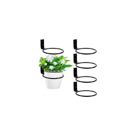 Support Pot De Fleurs Mural - En Fer Robuste 11cm - Pour Jardin Balcon Maison - Lot De 6 Pièces Noir (1/5)