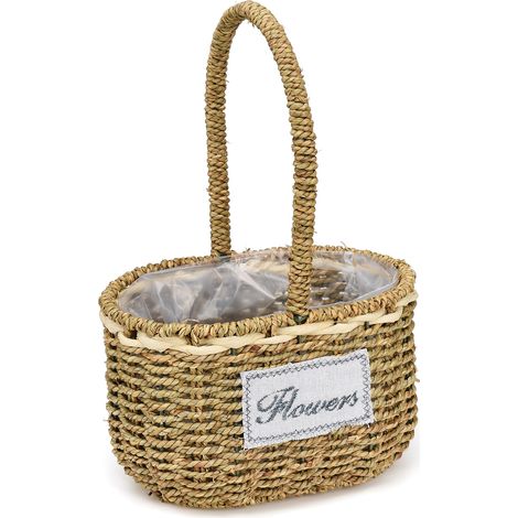Panier en rotin tissé multifonction ORGANISANTE avec revêtement intérieur plastique imperméable pour rangement vêtements, beauté, documents (22x18cm khaki) (1/5)