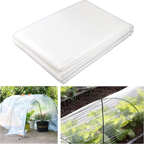 2 x 10M Bâche Protection Serre en Polyéthylène, Extra Épais Film Bâche en Plastique Transparent, Résistant Couverture de Polytunnel pour Protection Serre de Plante de Jardin (250Mu / 1000G) (1/5)