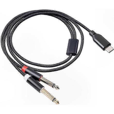 Adaptateur USB-C vers double prise jack 6,35 mm, compatible avec les smartphones et les appareils multimédias. (1/5)