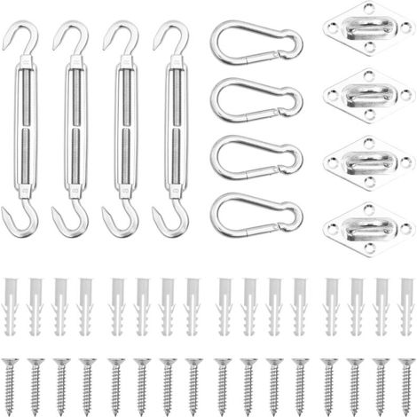 Set di 12 accessori per vele ombreggianti, in acciaio inox