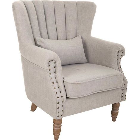 Fauteuil gris clair élégant en bois de caoutchouc confortable - gris clair effet bois naturel (1/5)