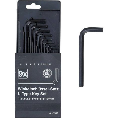Jeu de Clés Allen 9 pcs 1,5-10 mm - Acier Résistant - Précision et Polyvalence, Pro - D-Work (1/5)