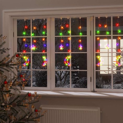 Guirlande Lumineuse Rideau Étoile et Lune 138 LED Colorée Télécommande USB 2 x 0,9 m - PANGIVO (1/5)