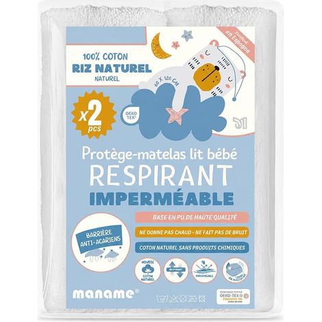 Protège-Matelas Bébé 60x120 Imperméable Respirant Coton Protège Matelas Lit Bébé Ajustable (1/5)