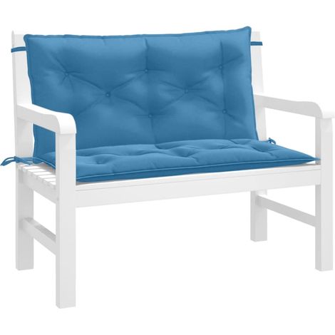 Gartenbank-Auflagen 2 Stk. Melange Blau 100x50x7 cm Stoff