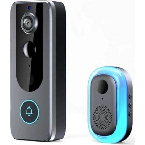 Sonnette vidéo sans fil TUYA WiFi, sonnette intelligente avec vidéo HD 720p, audio bidirectionnel, détection de mouvement et batterie rechargeable USB-C. (1/4)