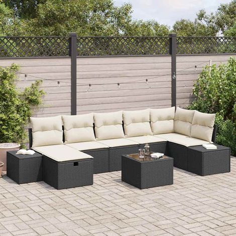Teenpull – Gartensofa-set 8 Stk. Schwarz Poly-Rattan (1/5)