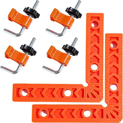 Pince à Angle Droit 4 Paires Clips de Fixation et 2 Pièces 10x10cm Serre Joint Angle En plastique pour Boîtes Armoires ou Tiroirs le Travail du Bois (1/5)