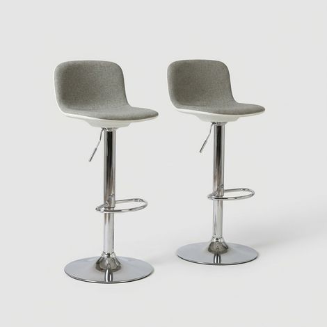 Set 2 sgabelli regolabili in tessuto con base cromata Jolly