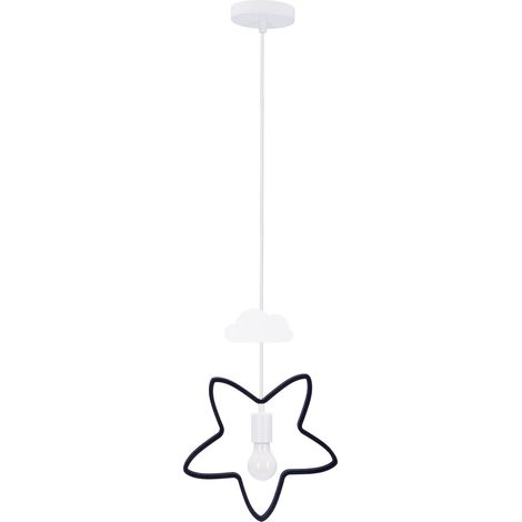 Suspension enfant blanc/noir étoile nuage E27 Candellux (1/2)
