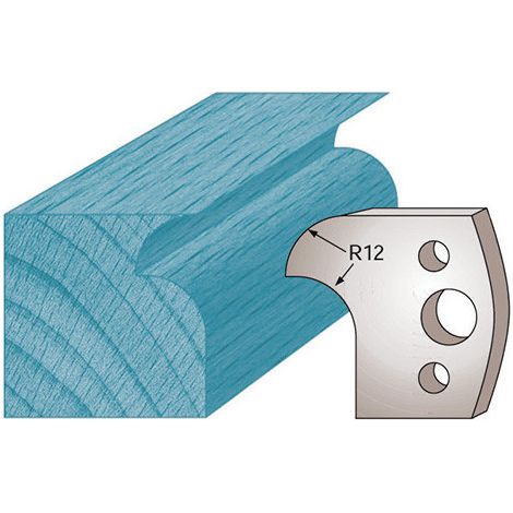 Diamwood Jeu de 2 fers profilés Ht. 40 x 4 mm quart de rond et congé M05 pour porte-outils de toupie - Épaisseur 4 mm - Acier SP - Compatibilité avec la plupart des porte-outils - Entraxe 24 mm (1/2)