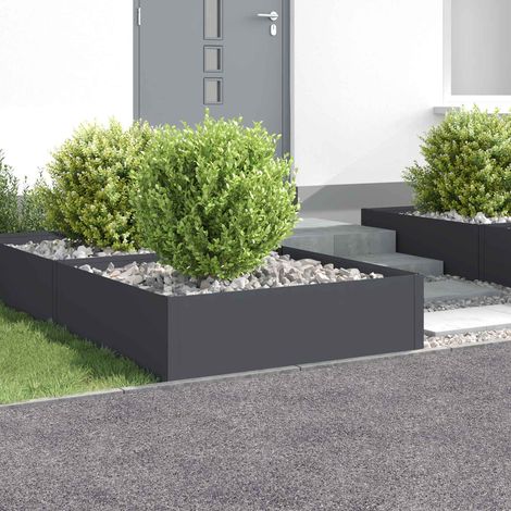 vidaXL Bordure de Pelouse 4 pc 100 x 100 x 35 cm Acier Anthracite (1/5)