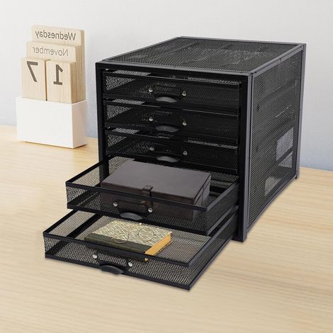 Schrankschrank mit 5 Schichten, 27,5x35,4x28,3cm, Büro-Dokumentenaufnahme aus Eisen, maximale Belastung 15kg (1/5)