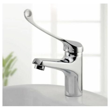 Fitags – Mitigeur de lavabo adapté PMR – Poignée médicale – Finition chromée résistante à la corrosion – Installation facile – Durabilité maximale (1/5)