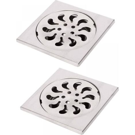10x10x30mm 2pcs Stainless Steel Floor Drain, Square Shower Grate, Shower Filter, Shower Drain, Hair Catcher for Bathroom (1/5)