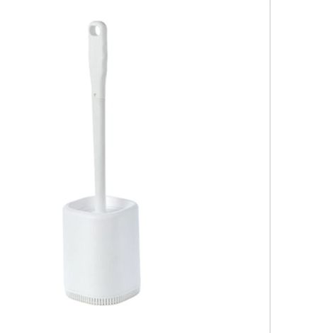 ZOLGINAH Brosse WC Silicone et Supports Brosse Toilettes WC Nettoyante en Profondeur,Balayette WC avec Long Manche en Plastique Antidérapant pour Nettoyer Le Coin des Toilettes,Blanc (1/5)