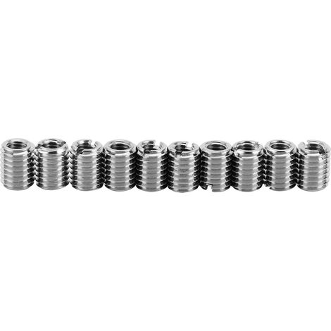 Satz mit 10 Gewindeeinsätzen aus Edelstahl, M5x0,8 Innengewinde auf M8x1,25 Außengewinde, 10 mm Länge, mit Reduzierring (1/5)