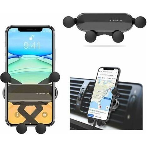 PA Universal-Telefonhalter für die Lüftungsöffnung im Auto, Telefonhalter für die Lüftungsöffnung im Auto für Smartphones und GPS-Geräte (Schwarz) – (1/4)