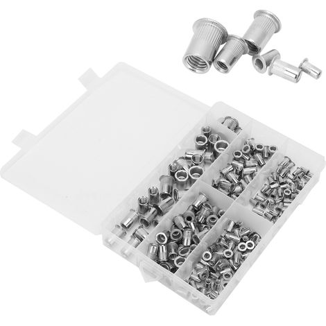 205 pièces d'écrous rivets en acier inoxydable, assortis à tête plate, pièces de quincaillerie pour fixation (1/5)