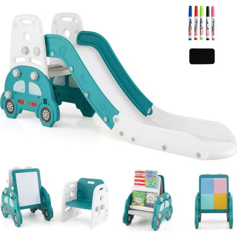 Scivolo per bambini 5 in 1 171 x 45 x 72 cm con cavalletto e sgabello ergonomico in HDPE verde 200017148