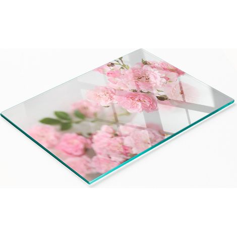 Tablero decorativo multifuncional de vidrio templado con rosas silvestres, 80x52 cm. (1/5)