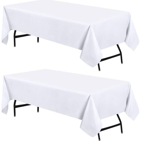 Rectangular Tablecloth 153 x 260 cm (Set of 2, White) Machine Washable Table Cover, Ideal for Parties, Events, Weddings (1/5)