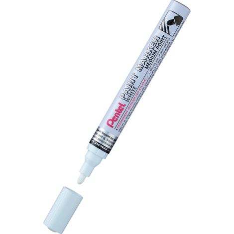 Pentel Ölmarker, Aluminiumgehäuse, MMP10-W, rund, weiß