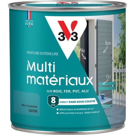 Peinture extérieure Multi-matériaux V33 Bleu turquoise Satin 0,5L