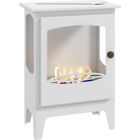 Cheminée au bioéthanol noire en acier 7000 BTU, réservoir 0,9 L, autonomie 3 h, 39x26x54 cm, ambiance chaleureuse